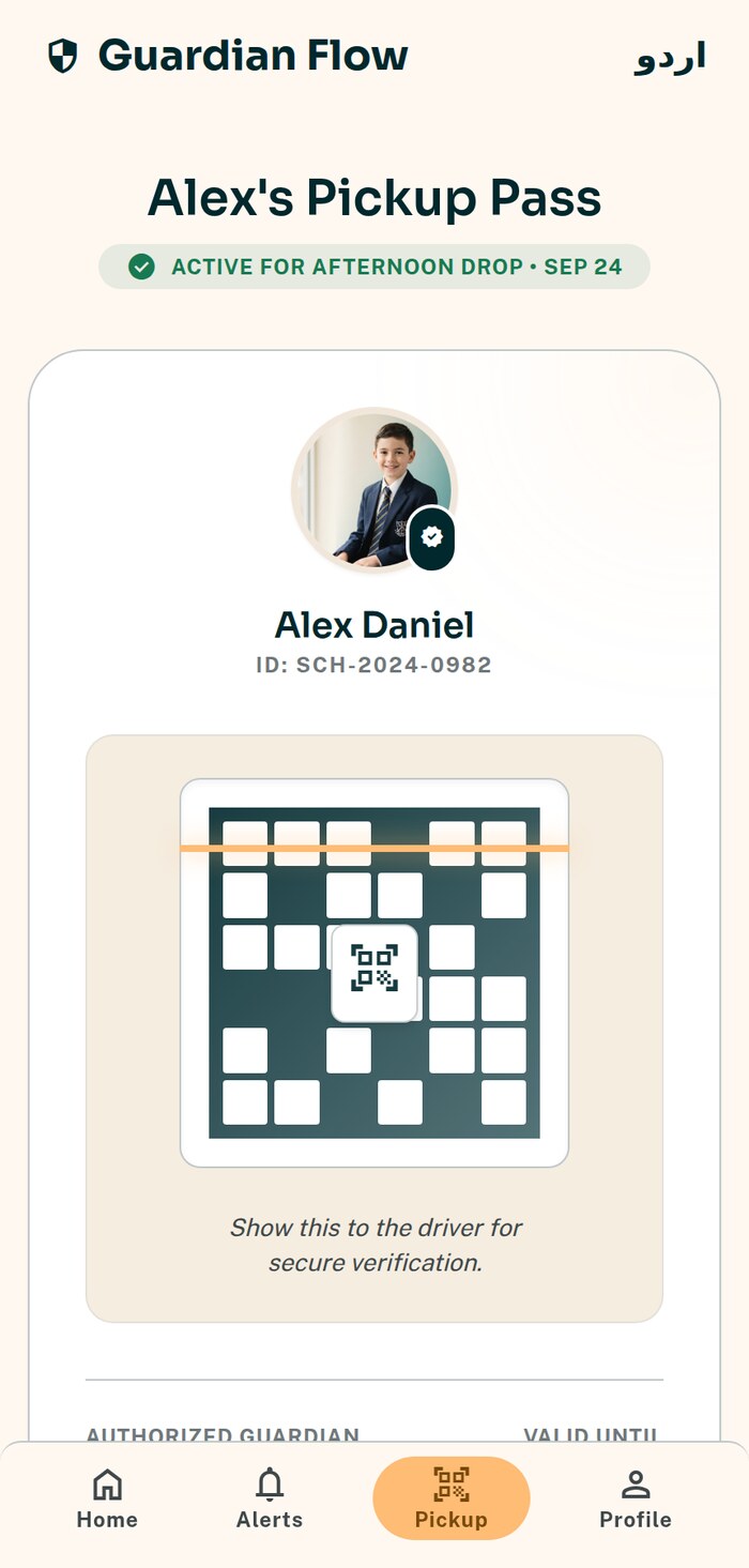 QR pickup pass in the parent app