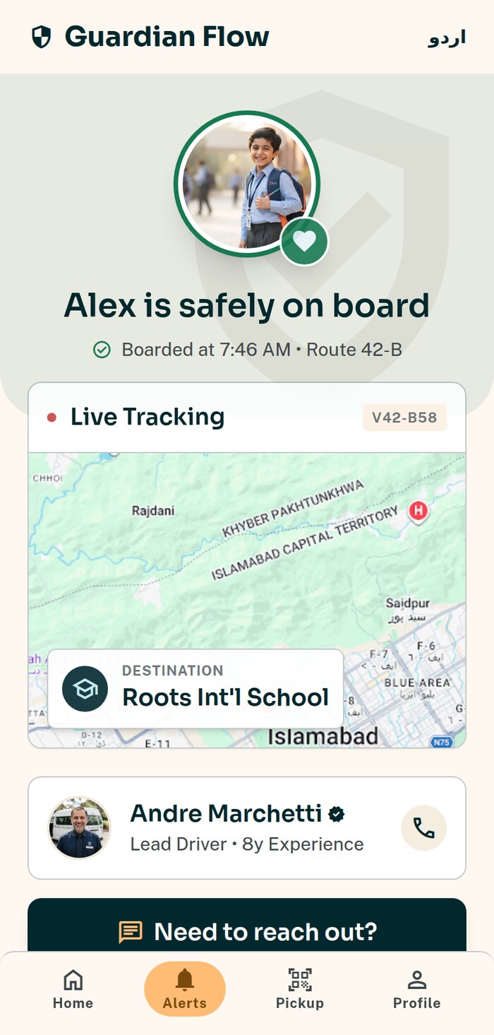 Boarded confirmation in the parent app