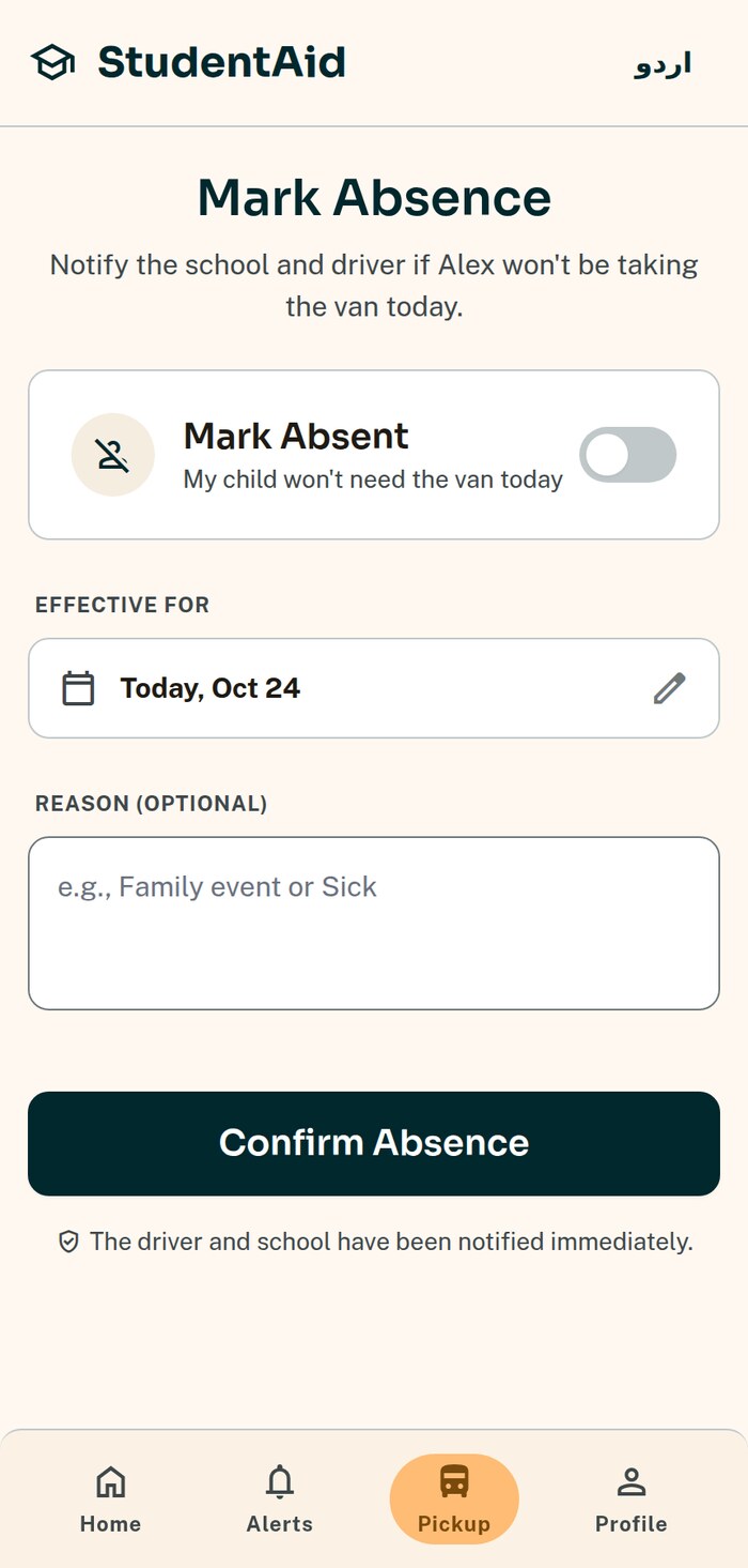 Marking a child absent for the day