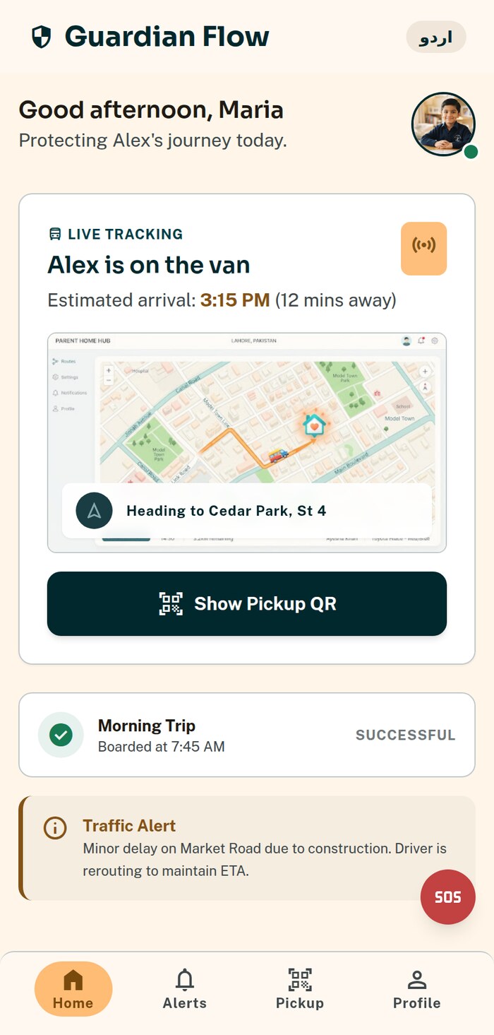 Live van position in the parent app