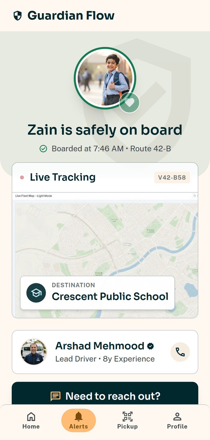 Boarded confirmation in the parent app