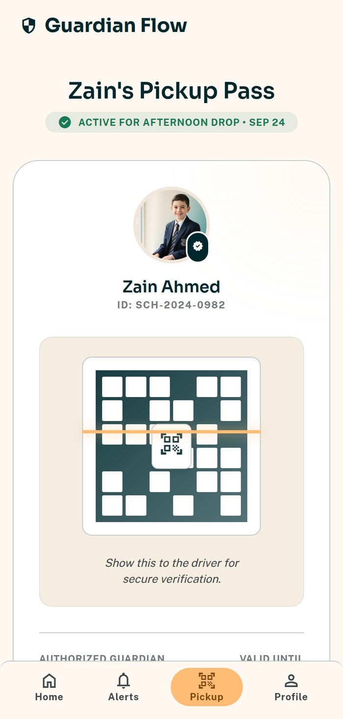 QR pickup pass in the parent app