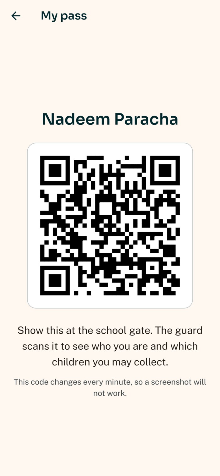 My pass in the parent app