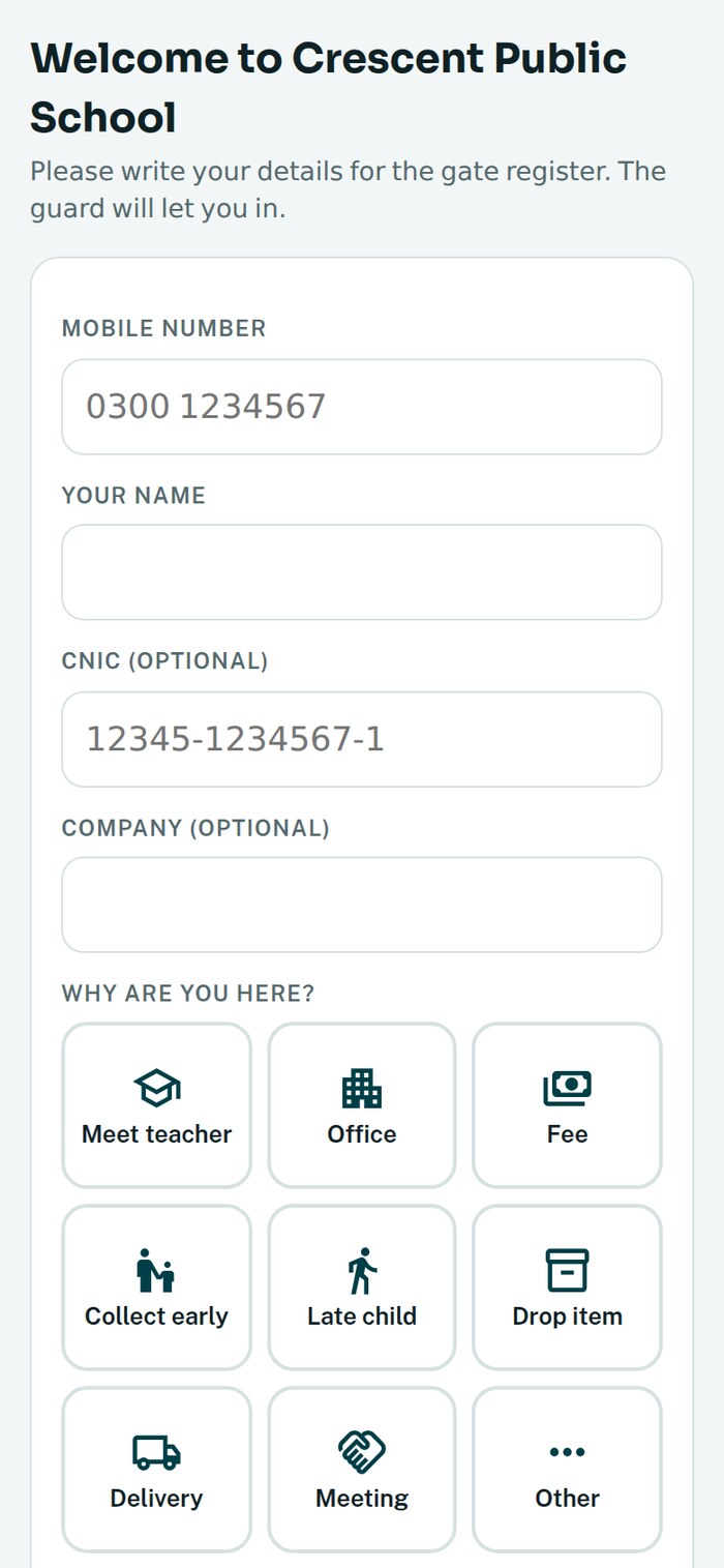 A visitor filling in the register on their own phone