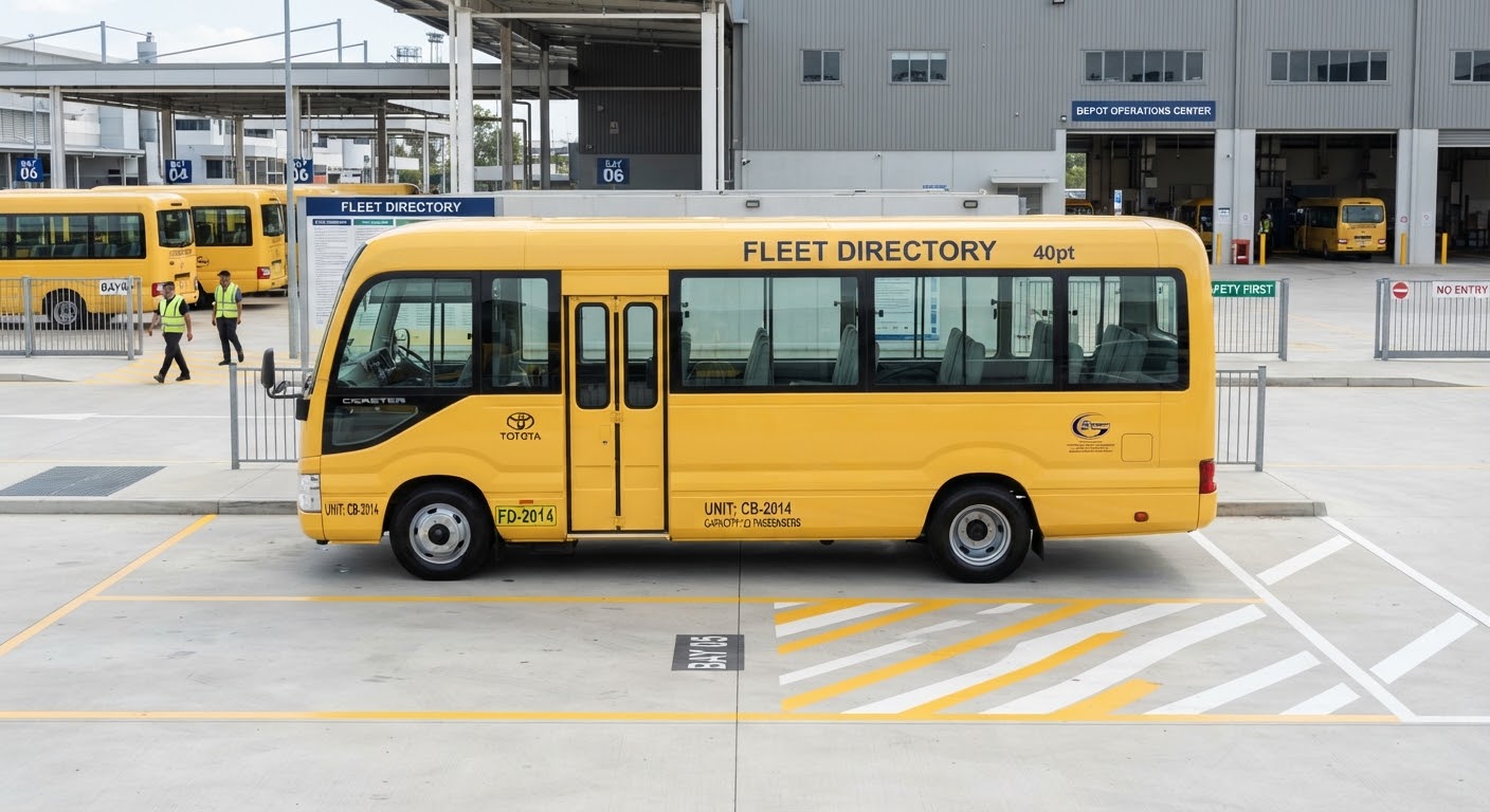 A school transport bus ready for the morning run