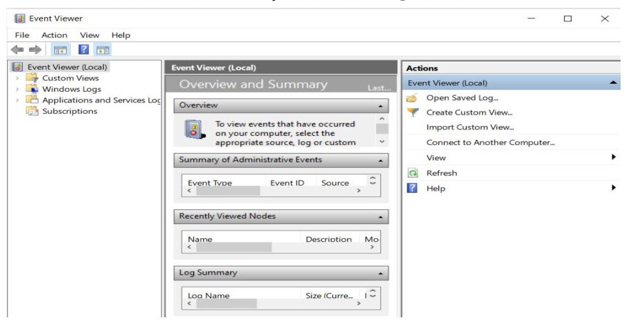 Fig 4.3: The Event Viewer to View Upcoming Events Related to System Maintenance