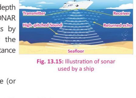 Fig 13.15: Illustration of sonar used by a ship