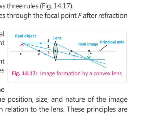 Fig 14.17: Image formation by a convex lens