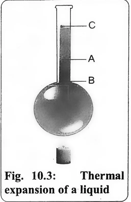 Fig 10.3: Thermal expansion of a liquid