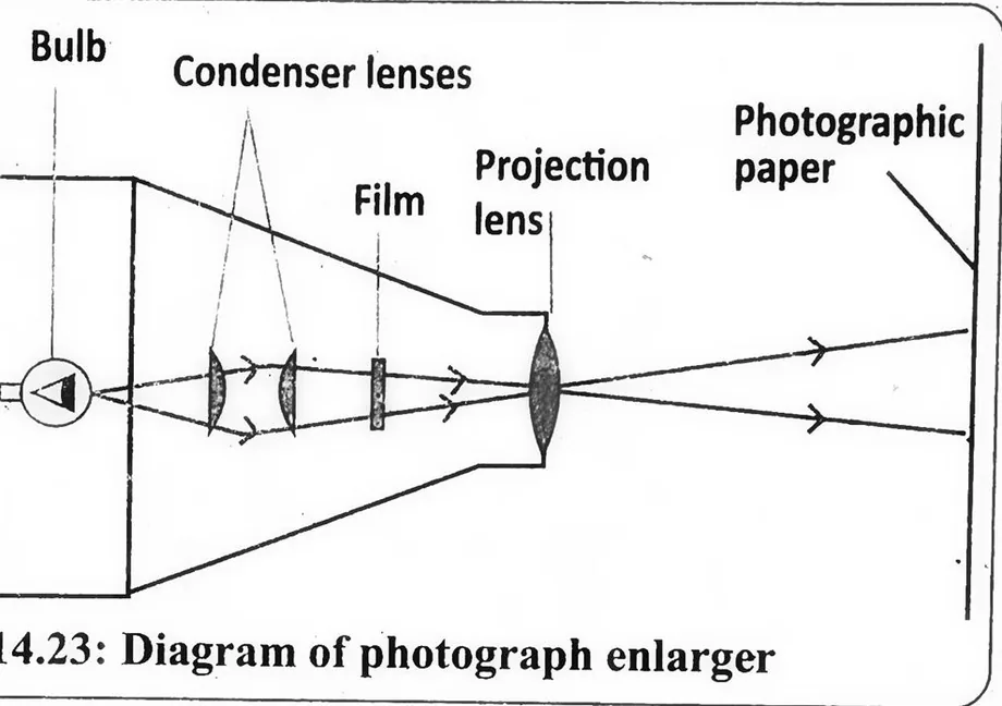 Fig 14.23: Diagram of photograph enlarger